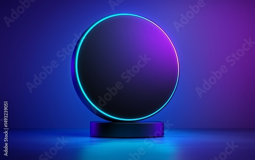 Abstract glowing circle podium