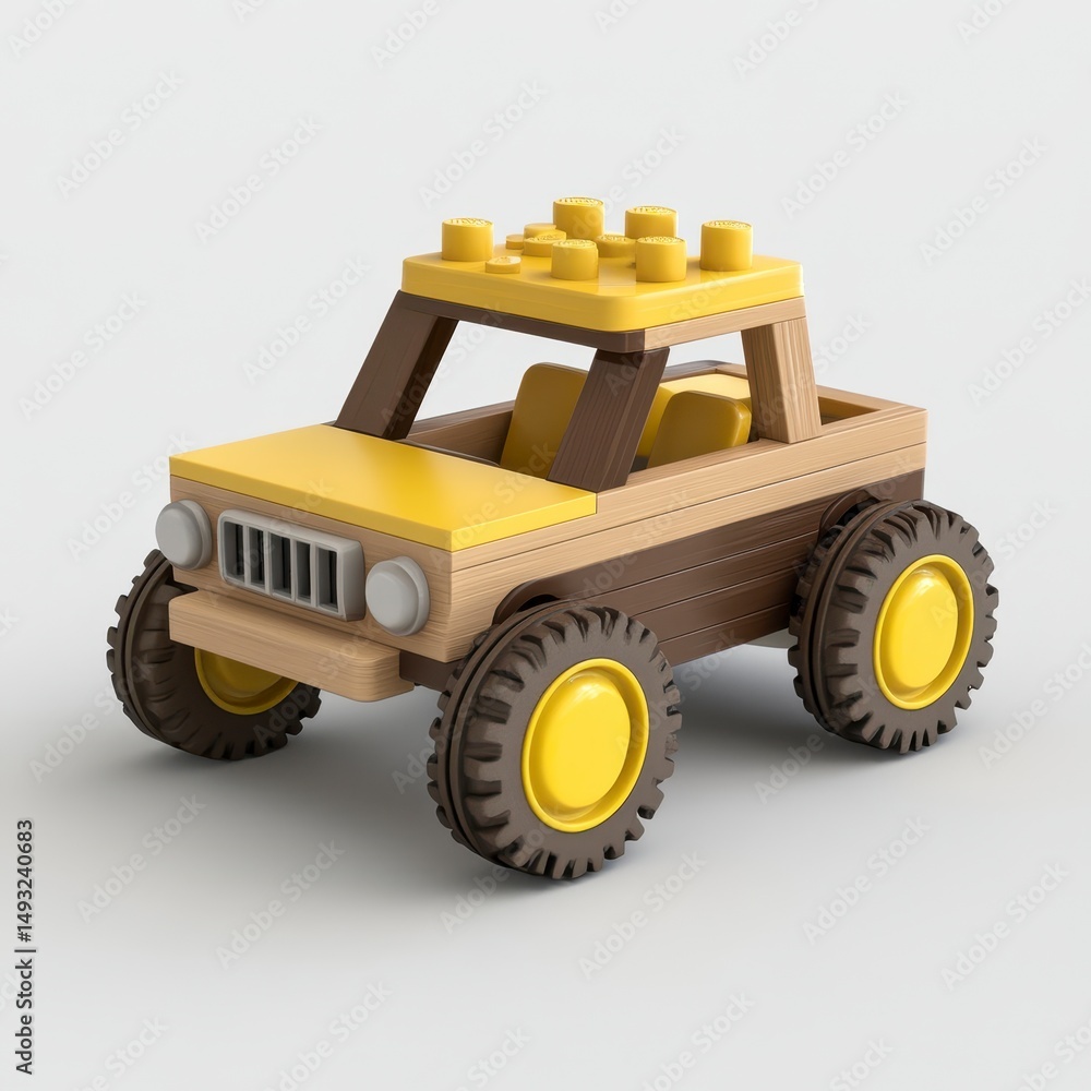 Obraz premium Yellow and Brown Toy Construction Vehicle Model with Large Wheels