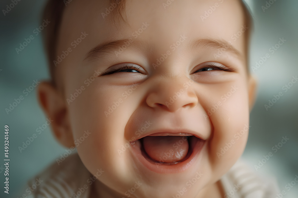 Close-up Portrait of a Joyful Laughing Baby Close-up Portrait of a Joyful Laughing Baby
