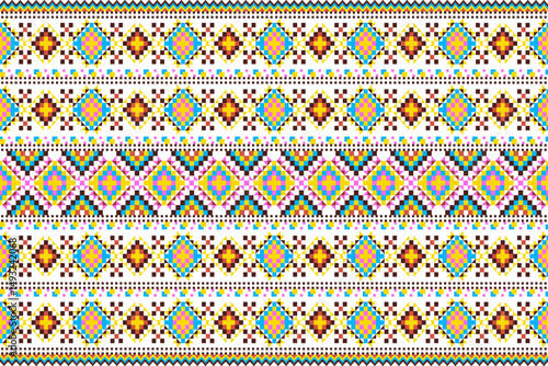 This vintage textile pattern showcases ethnic fabric and tribal aesthetics with geometric forms. The textile pattern, designed as a vector textile, highlights cultural charm through a classic vintage