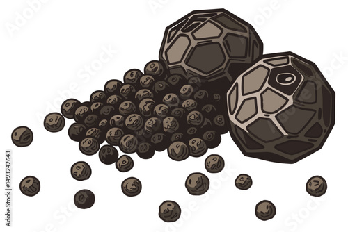  black pepper, food, spices, condiment, culinary, kitchen, texture, ingredient, close-up, isolated, transparent background