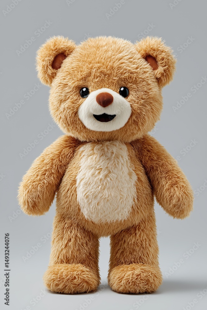 Obraz premium Soft Plush Teddy Bear Centered on Clean White Background in Studio Light