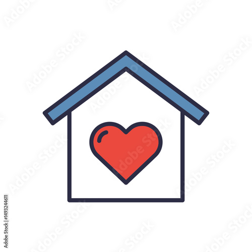 Home and Heart Icon: Emblem of Comfort, Belonging, and Cherished Living Spaces