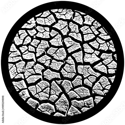 Cracked earth texture in silhouette vector illustration