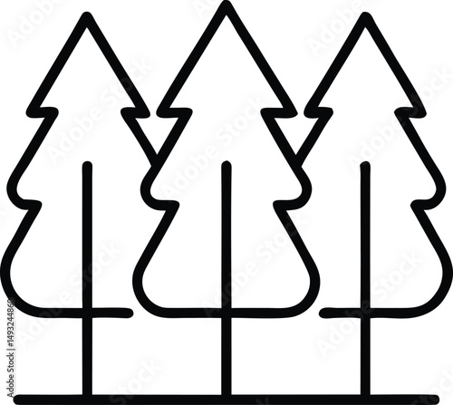 Three Pine Trees Line Art Icon Graphic