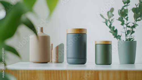 Wallpaper Mural Modern Minimalist Home Decor with Stylish Containers and Plants Torontodigital.ca