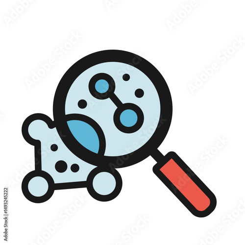 Cellular Analysis Magnifier Icon: Advanced Biomedical Science and Research