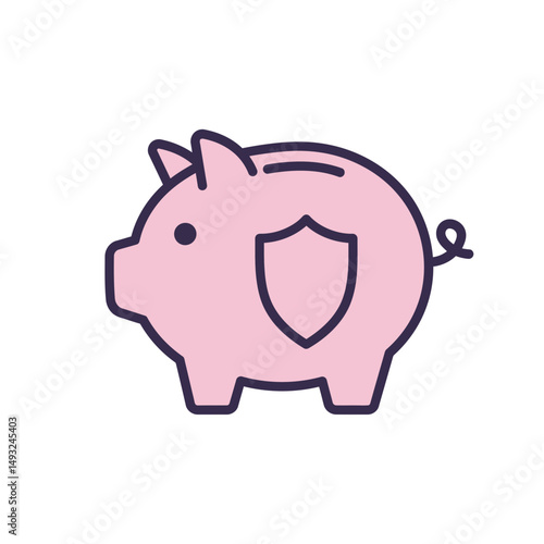 Protected Piggy Bank Icon: Asset Security, Safe Investments, and Wealth Safety