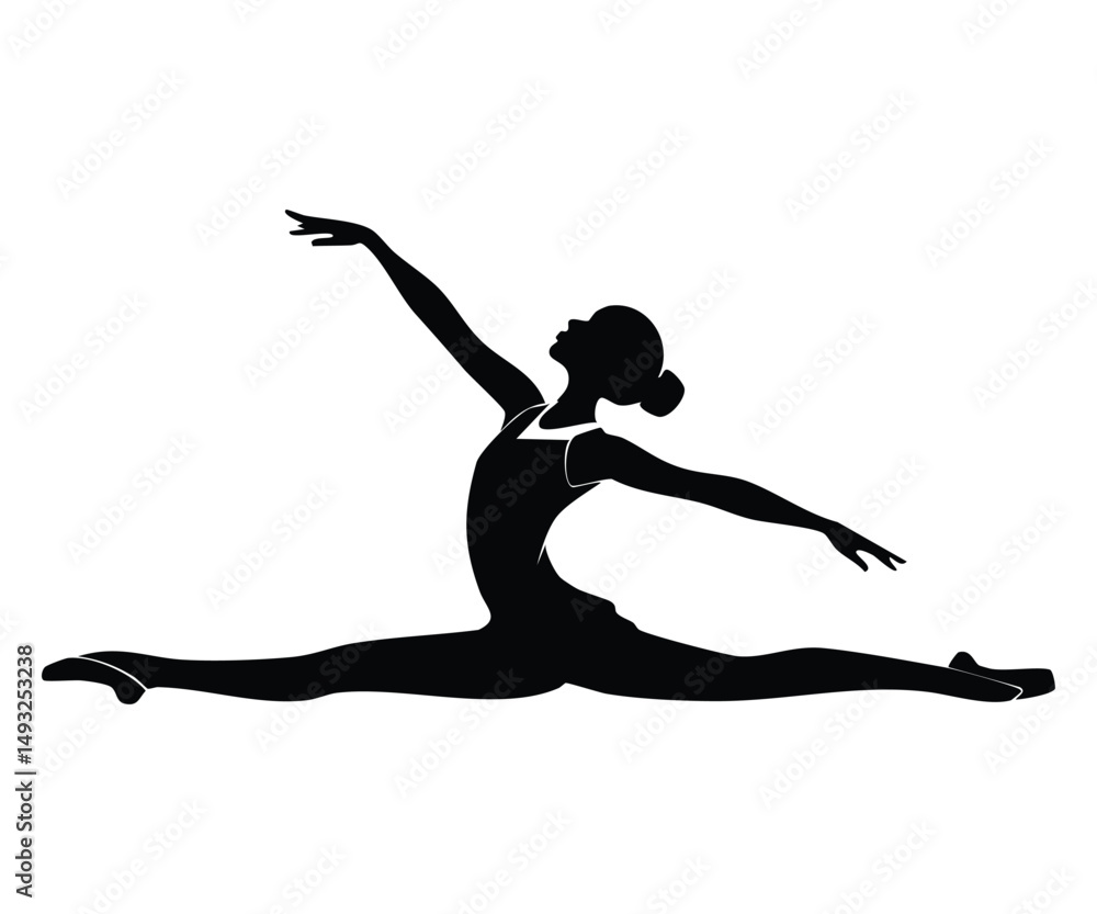 Fototapeta premium Ballet Dancer Dancing Silhouette stock illustration design
