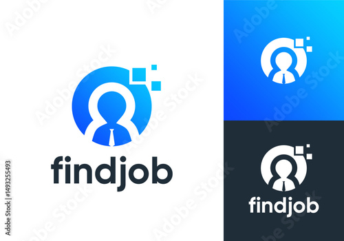 people digital recruitment process logo vector design inspiration