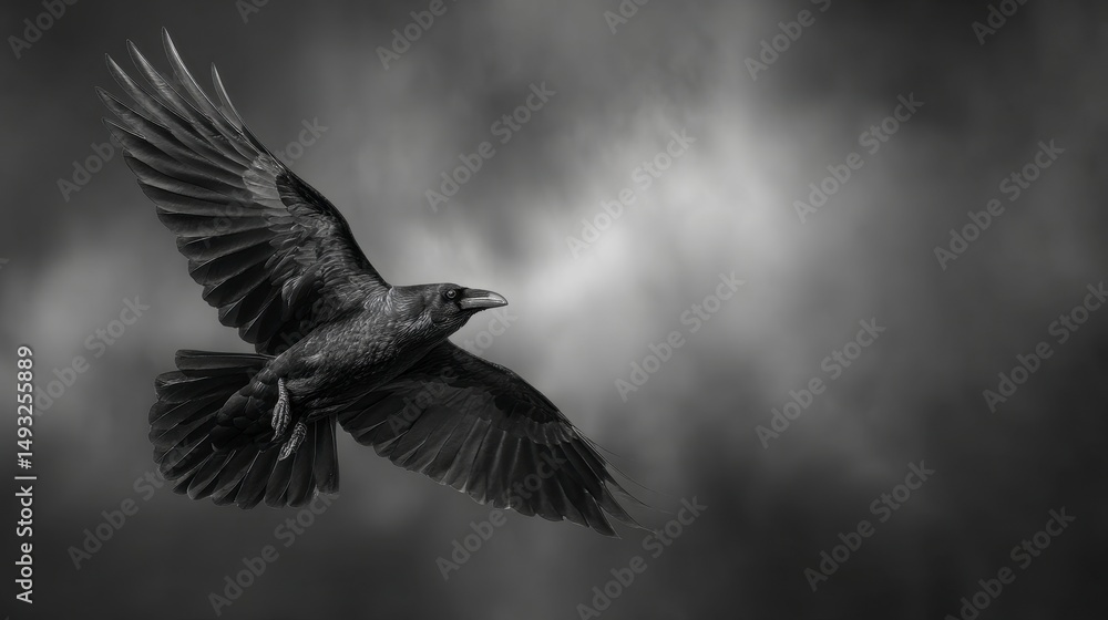 Naklejka premium Majestic Raven in Flight