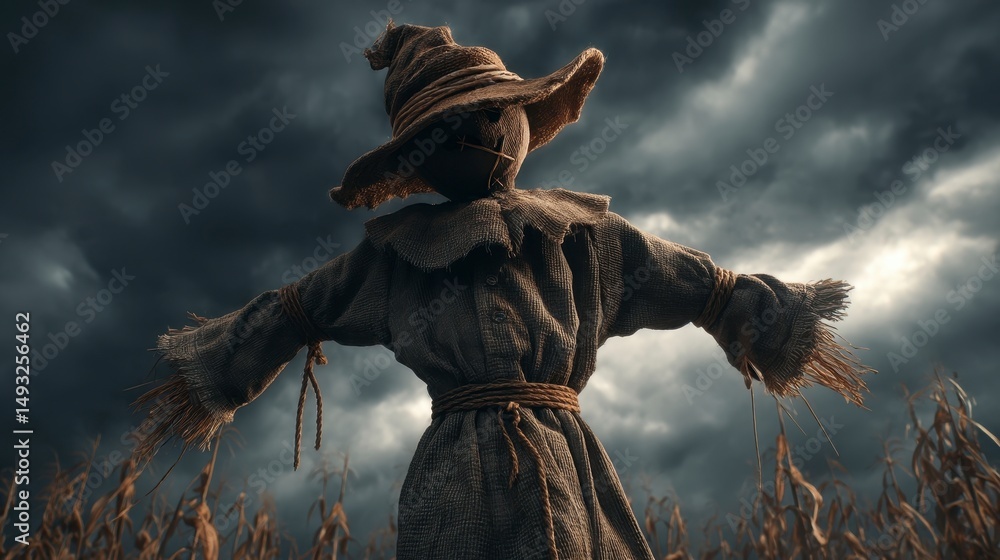 Fototapeta premium Scarecrow in Dark Weather