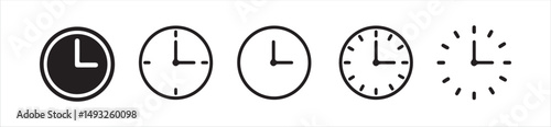 Time and Clock line icon set. Included Clock, Stopwatch, Timer vector icon collection,  watch icon, black clock sign collection, Victor illustration Eps 10.