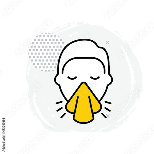 Sneezing Vector Icon Illustrating Common Cold Symptoms