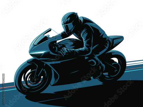 Black and white motorcycle silhouette illustration on a white background