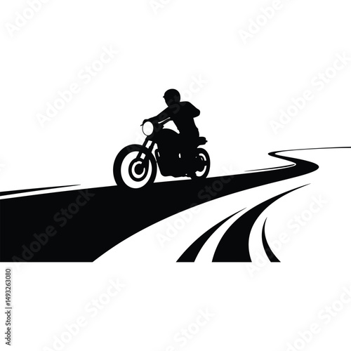 Black and white motorcycle silhouette illustration on a white background