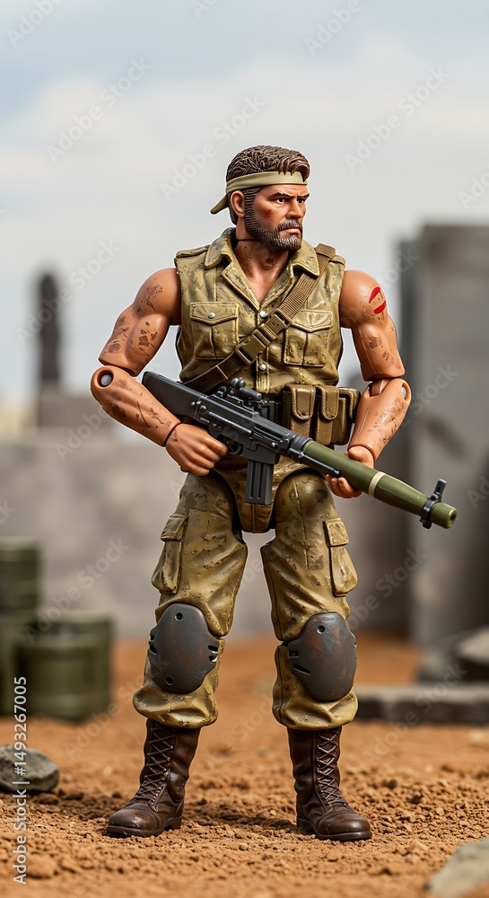 Naklejka premium Military Action Figure Soldier Holding Gun