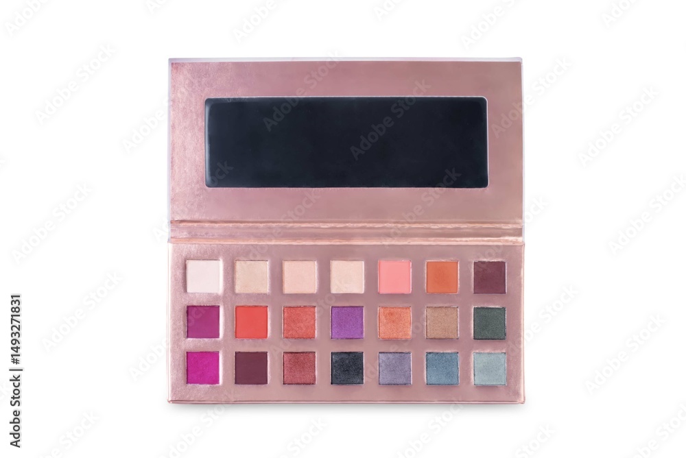 Fototapeta premium Multicolored eye shadow palette on white isolated background