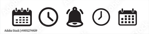 Time and Clock line icon set. Included Clock, Stopwatch, Timer vector icon collection,  watch icon, black clock sign collection, Victor illustration Eps 10.