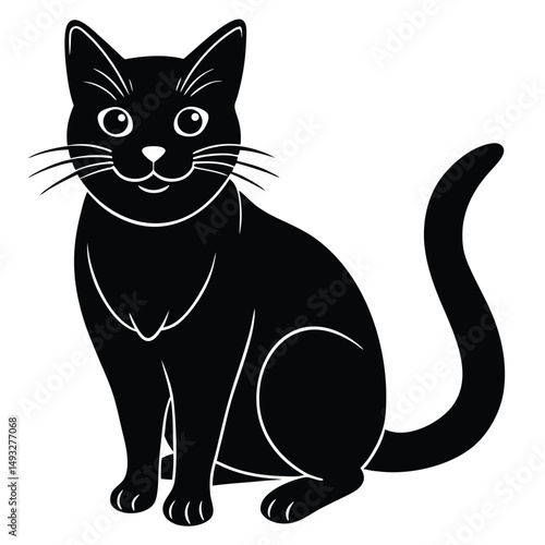 Adobe IllustraOutline muzzle of cute cat-vector lettering and illustration in doodle style, isolated. Funny icon, clipart, design element, decoration for Halloween, greeting card, template tor Artwork