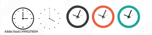 Time and Clock line icon set. Included Clock, Stopwatch, Timer vector icon collection,  watch icon, black clock sign collection, Victor illustration Eps 10.