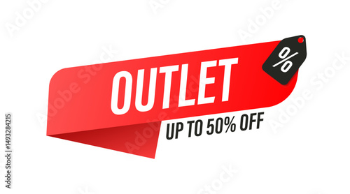Outlet. Origami style speech bubble banner. Sticker design template with Outlet text. Special offer price sign. Business concept. Sale label. Vector illustration