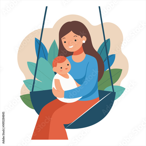 Vector art illustration of mother and child love