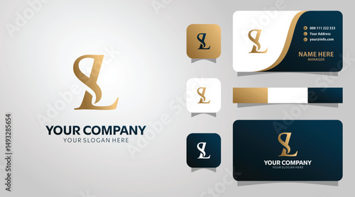 Elegant Gold SL Monogram Logo Design for Business Branding