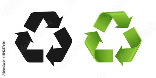 Recycle symbols. Recycling arrow icons. Reusing symbols. Recycling label. Recycle badge. Recycling icons. Recycle, reuse and reduce