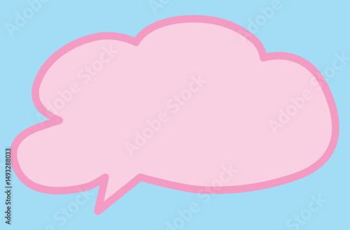 cute thought cloud discussion with thick pink outline with a bright blue background