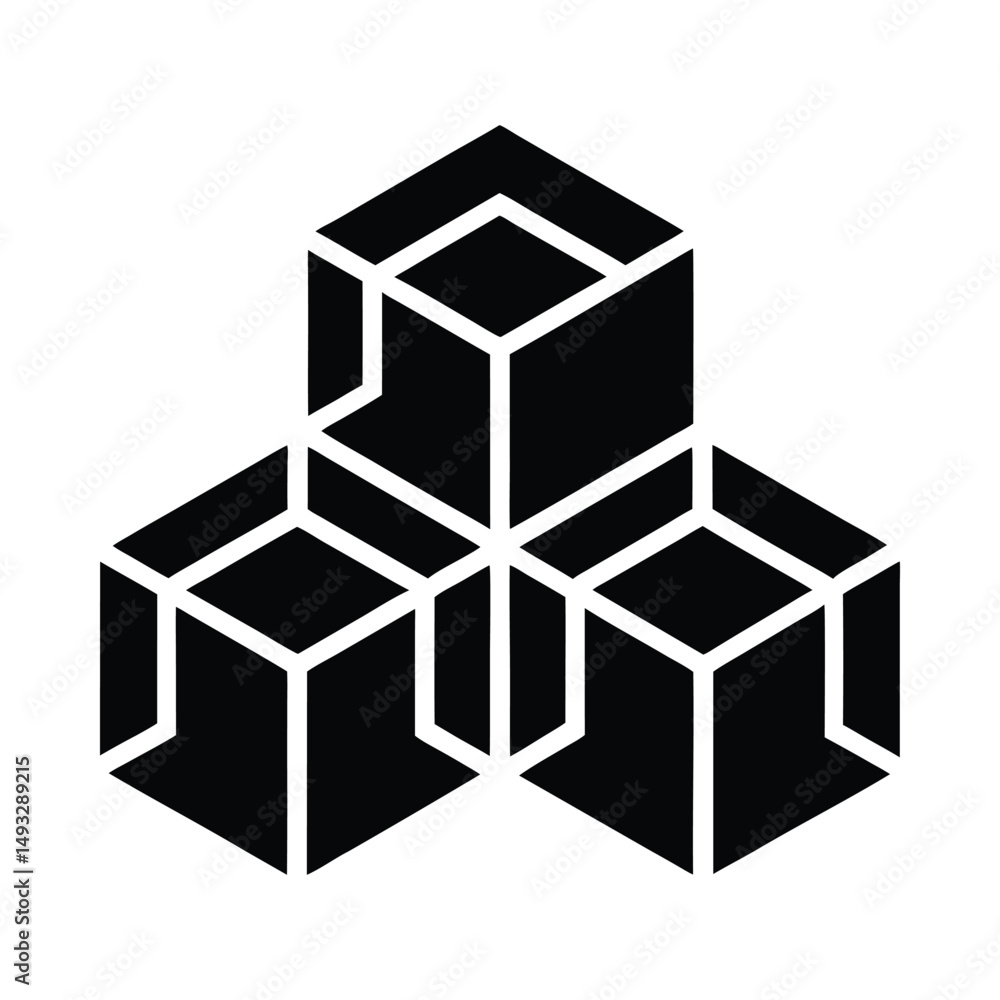 Three interlocking cubes abstract geometric design Three interlocking cubes abstract geometric design