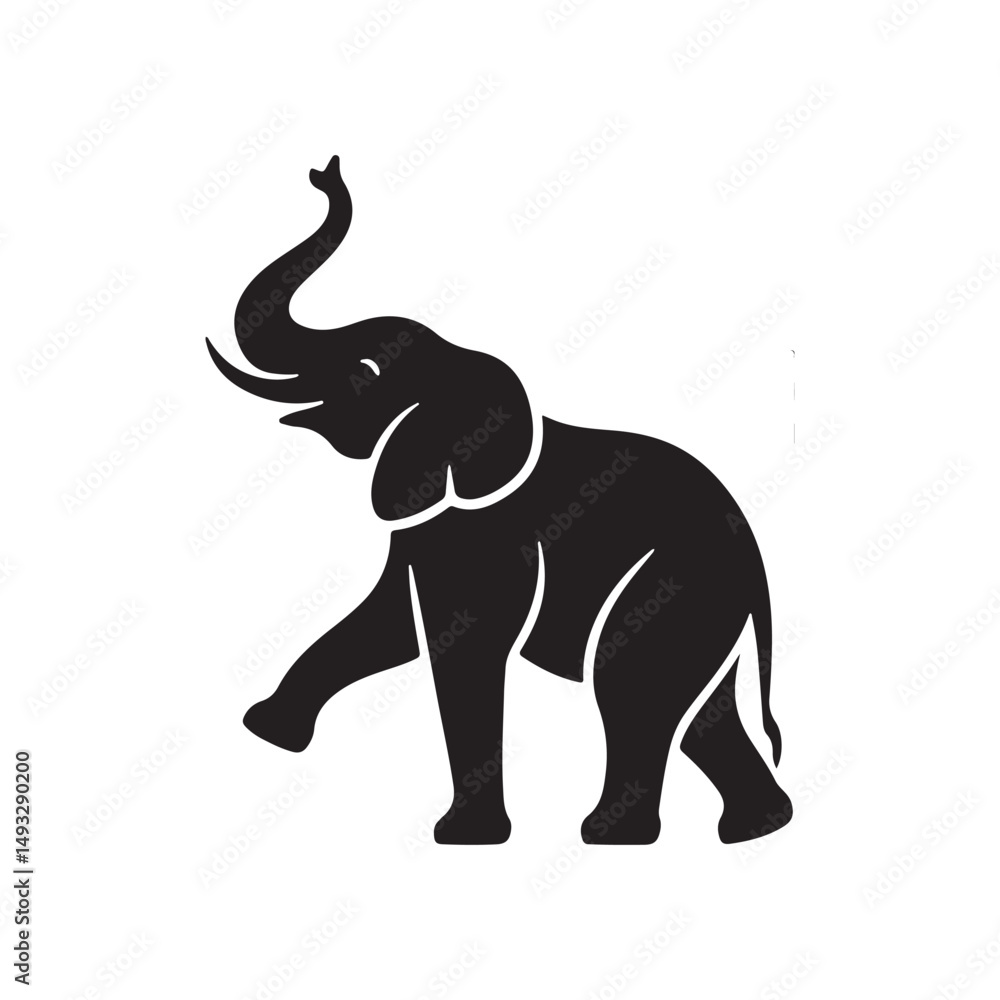 Obraz premium Elephant Silhouette with Raised Trunk