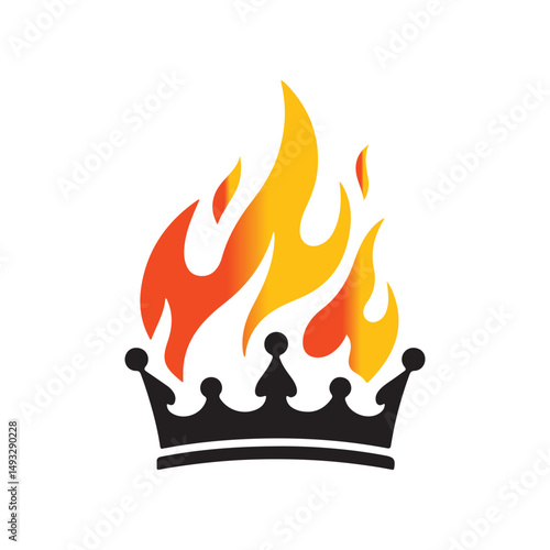 Obraz na plátne Flaming Crown Logo Design
