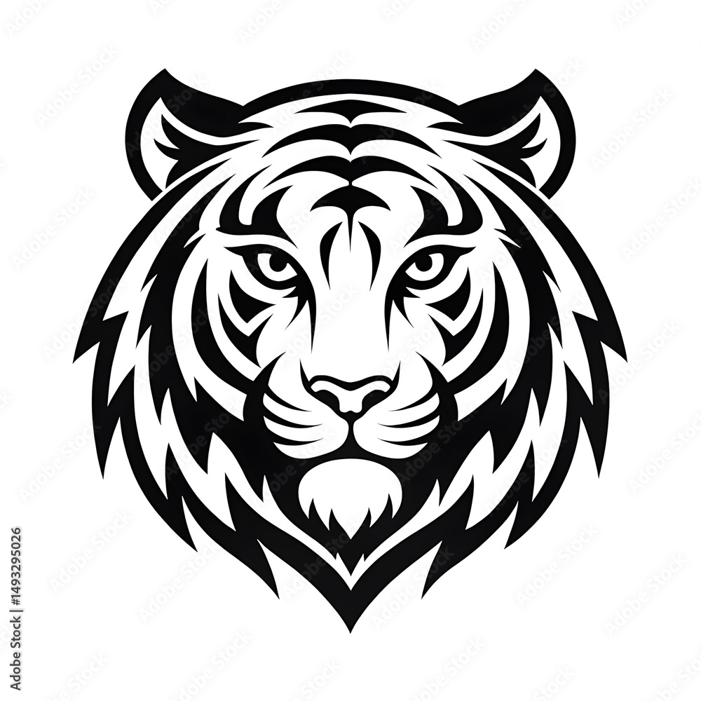 Obraz premium black and white Tiger head logo design