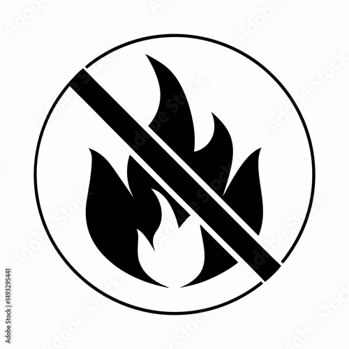 Fire safety symbol indicating prohibition of open flames  