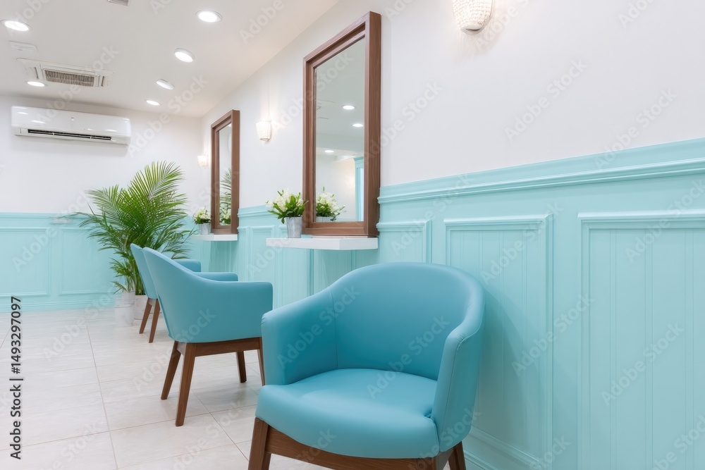 Fototapeta premium well-lit minimalistic beauty salon interior featuring stylish setup and elegant decor