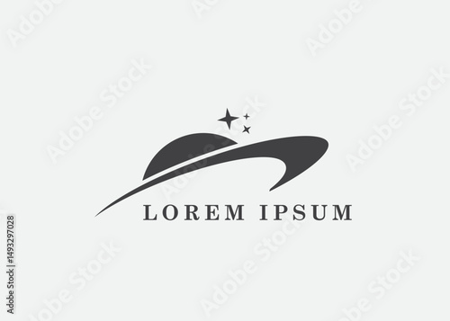 Abstract planet with ring logo design vector illustration