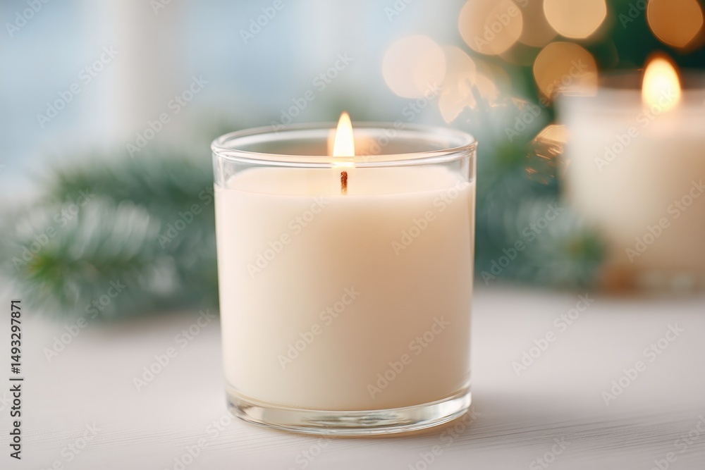 aromatic candles evoke seasonal warmth standing prominently in focus while softly blurred figures share festive moments aromatic candles evoke seasonal warmth standing prominently in focus while softly blurred figures share festive moments