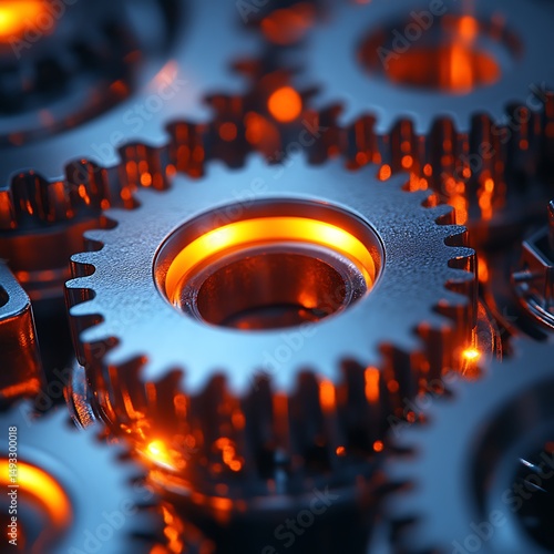 Gears, glowing, intricate