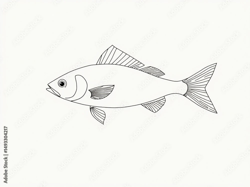 Fototapeta premium Abstract Fish Outline Graphic for Backgrounds