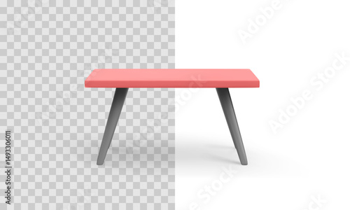 Modern Table Rendered in Minimal 3D Cartoon Style with Soft Matte Surface and Angled Legs, Centered Front View, Ideal for Furniture, Interior, or Workspace Visuals. Vector Illustration.