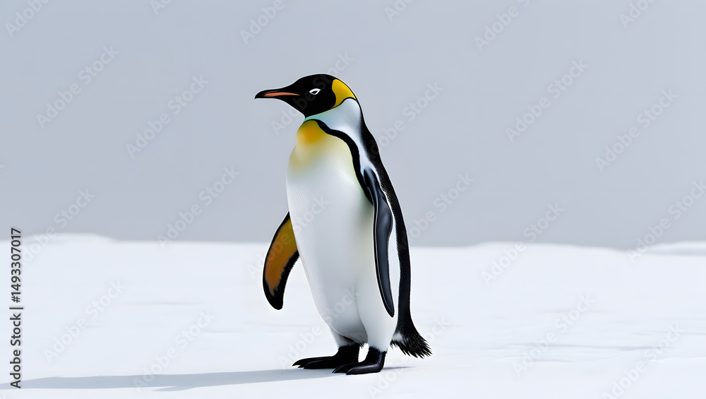 Obraz premium Emperor penguin walking on ice antarctic region wildlife photography natural habitat side view animal behavior