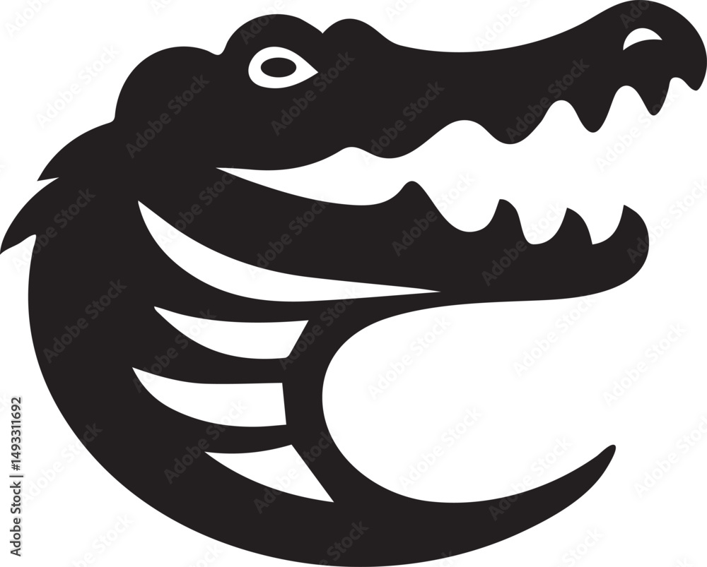 Naklejka premium Stylized crocodile head silhouette vector illustration.