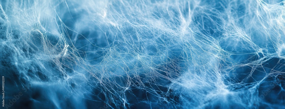 Intricate patterns of blue fibers in soft light Intricate patterns of blue fibers in soft light