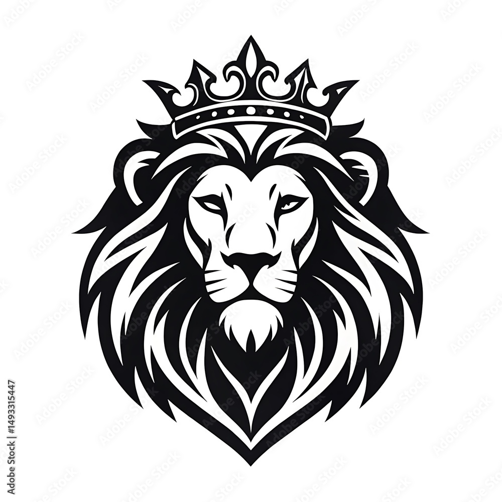 Fototapeta premium black and white Lion head logo design