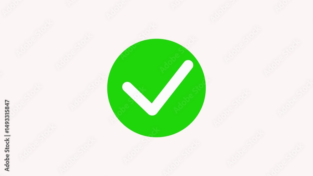 Green checkmark confirmation symbol for approval or complete achievement visual Green checkmark confirmation symbol for approval or complete achievement visual