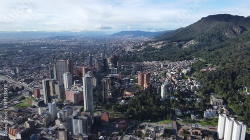 Aerial shot of downtown Bogotá, Colombia
