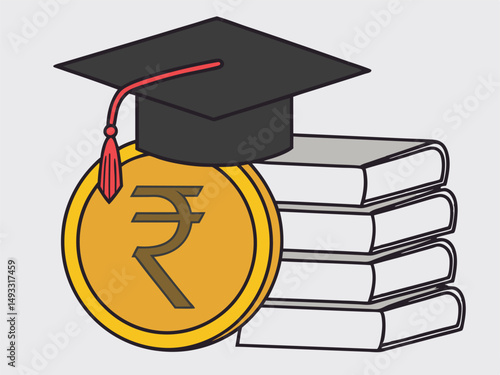 Indian Education Cost Graduation Symbol Vector Illustration