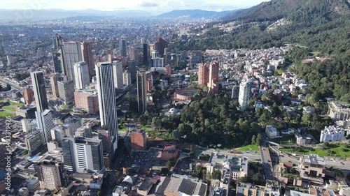 Aerial shot of downtown Bogotá, Colombia