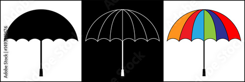 Celestial Umbrella icon.  Insurance Line Vector Icon for websites, mobile interfaces, presentations, banner, visual branding etc. Vector illustration. isolated on white and black background. EPS 10 11